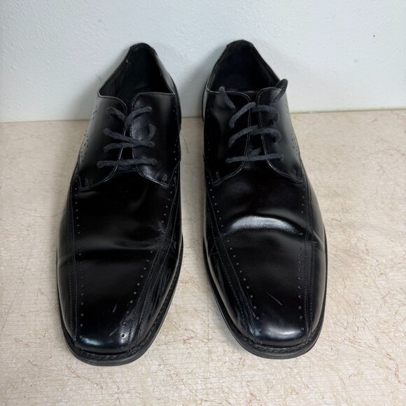 Stacy Adams Mens Leather Dress Shoes Size 13M Black Formal Lace-Up read - Picture 1 of 16